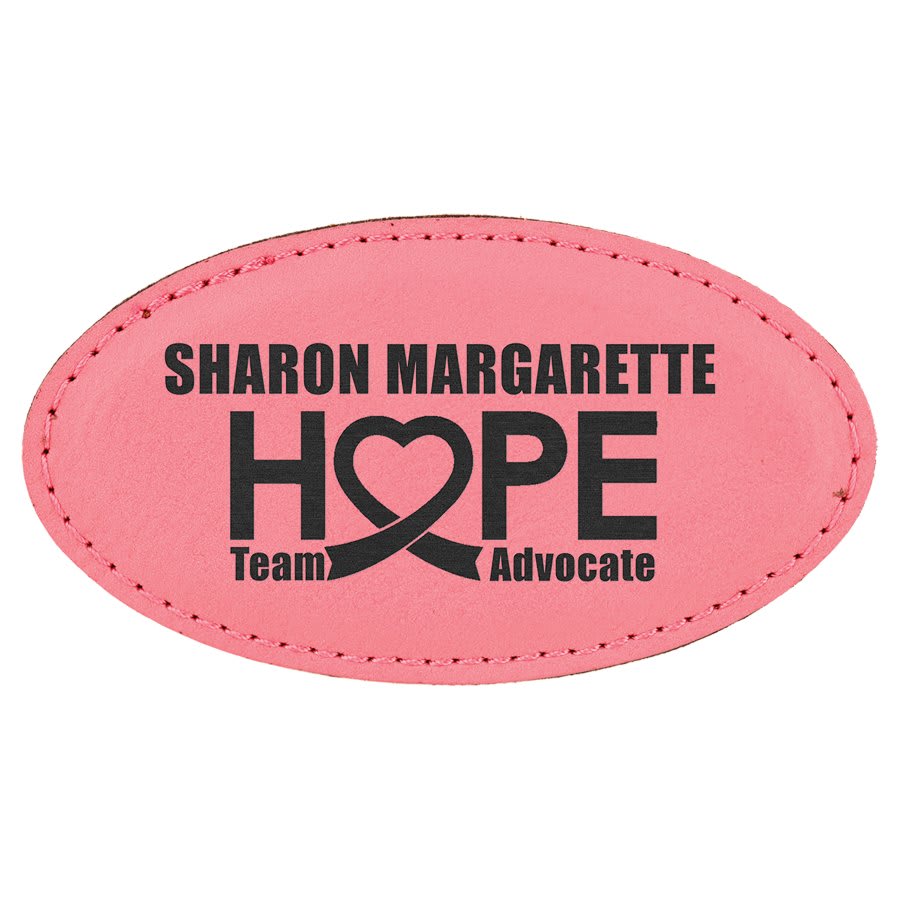 3 1/4" x 1 3/4" Pink Laserable Leatherette Oval Badge with Magnet, custom engraved name badge