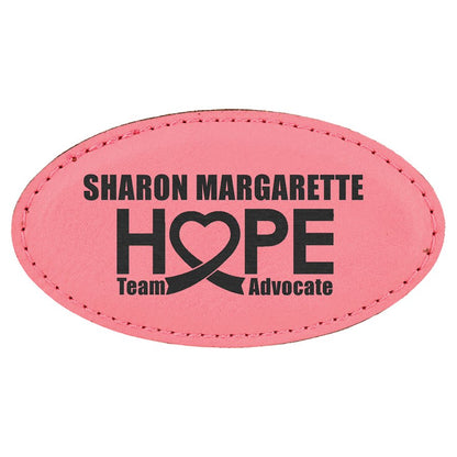 3 1/4" x 1 3/4" Pink Laserable Leatherette Oval Badge with Magnet, custom engraved name badge