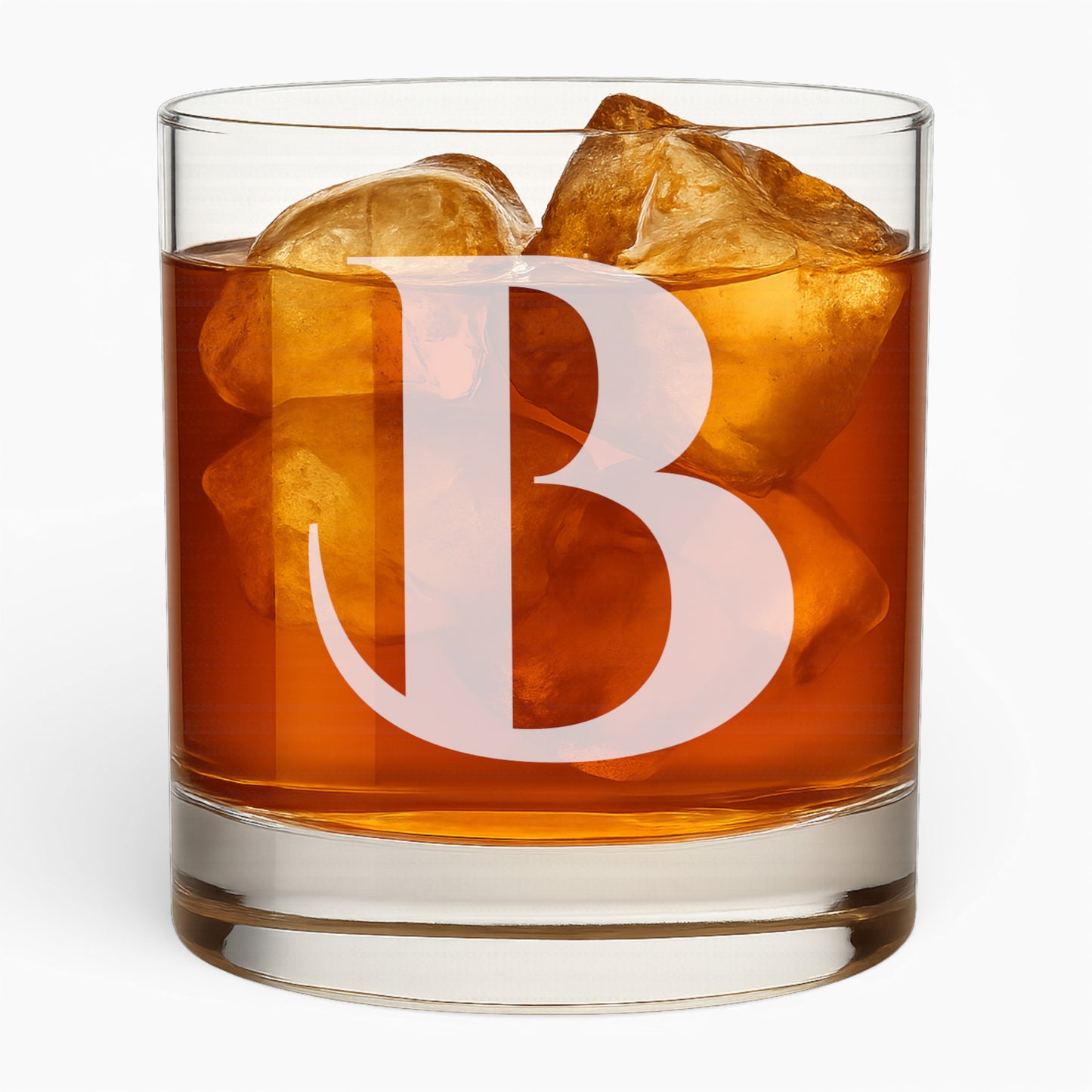 10.5 oz Whiskey Glass with Engraved Letter – Minimalist Design Alphabet
