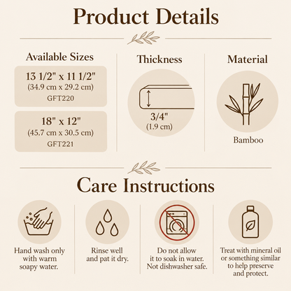 Custom Logo Bamboo 2-Tone Cutting Board – Laser Engraved Large Personalized Board in 2 Sizes