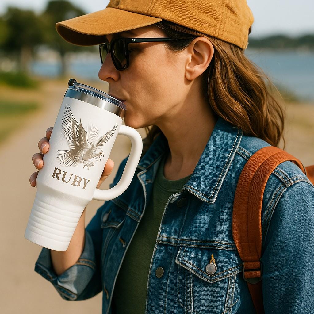 Bird Crow Engraved Tumbler: Gothic Travel Mug with Handle 40 Oz