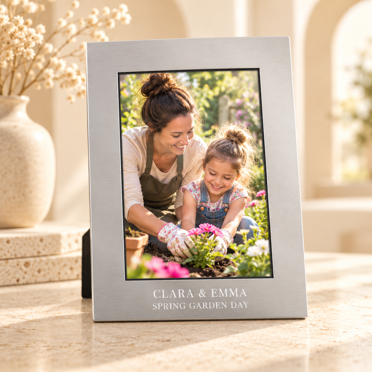 Engraved Aluminum Photo Frame 4x6 — Personalized Picture Frame