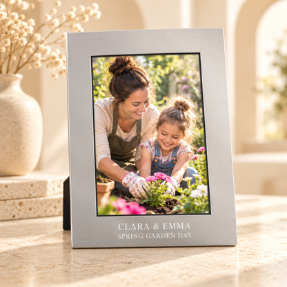 Engraved Aluminum Photo Frame 4x6 — Personalized Picture Frame