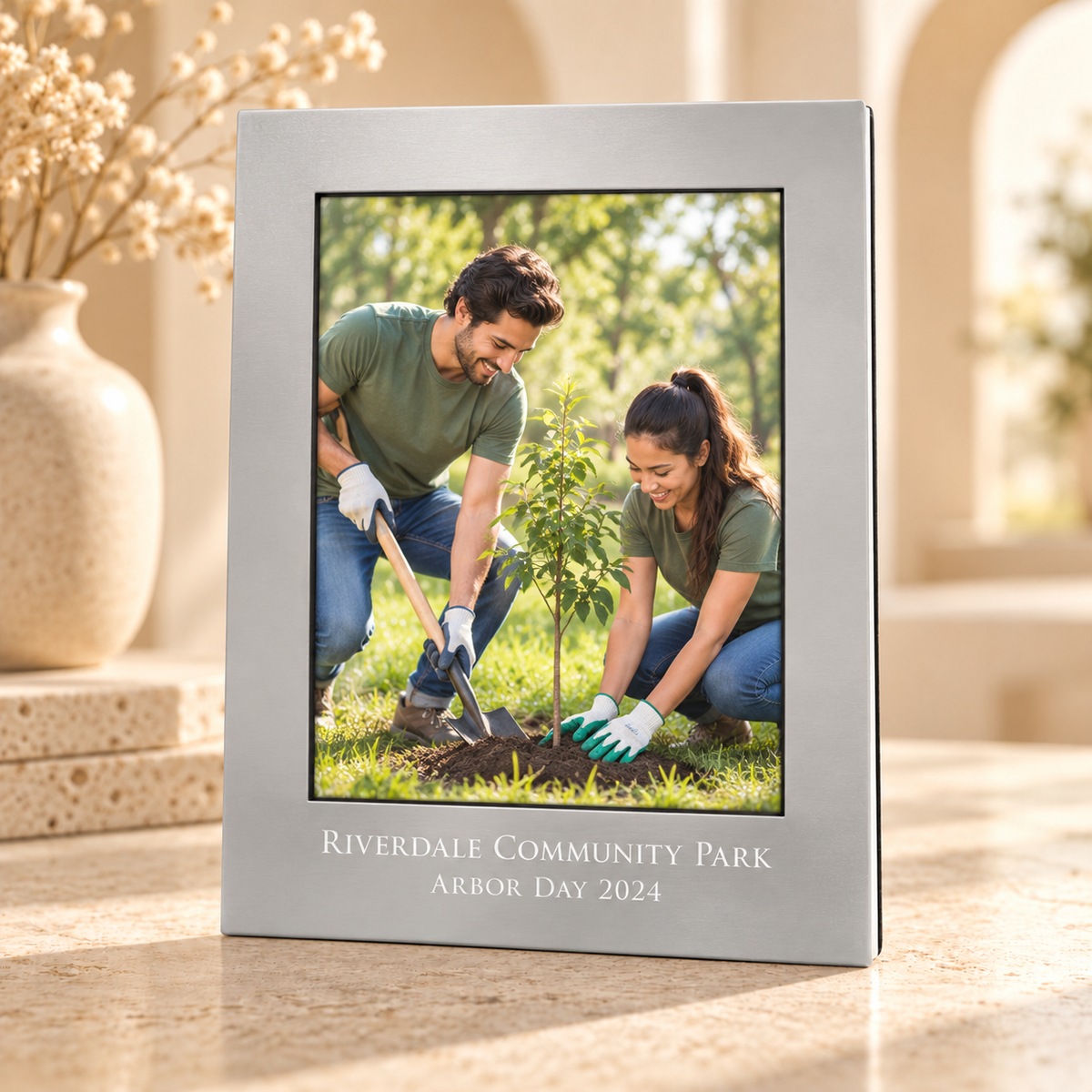 Engraved Aluminum Photo Frame 8x10 — Personalized Picture Frame