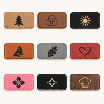 Engraved Round Corner Leatherette Name Badge with Magnet, 3 1/4" x 1 3/4", Custom Name Tag with Logo