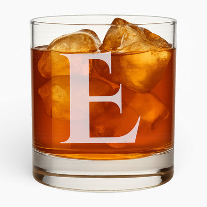 10.5 oz Whiskey Glass with Engraved Letter – Minimalist Design Alphabet