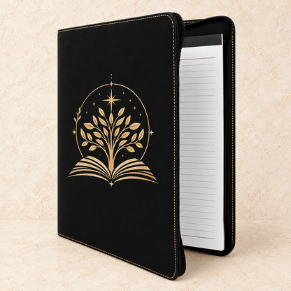 Engraved Leatherette Portfolio with Zipper and Notepad, 9.5" x 12", Personalized Padfolio with Name or Logo