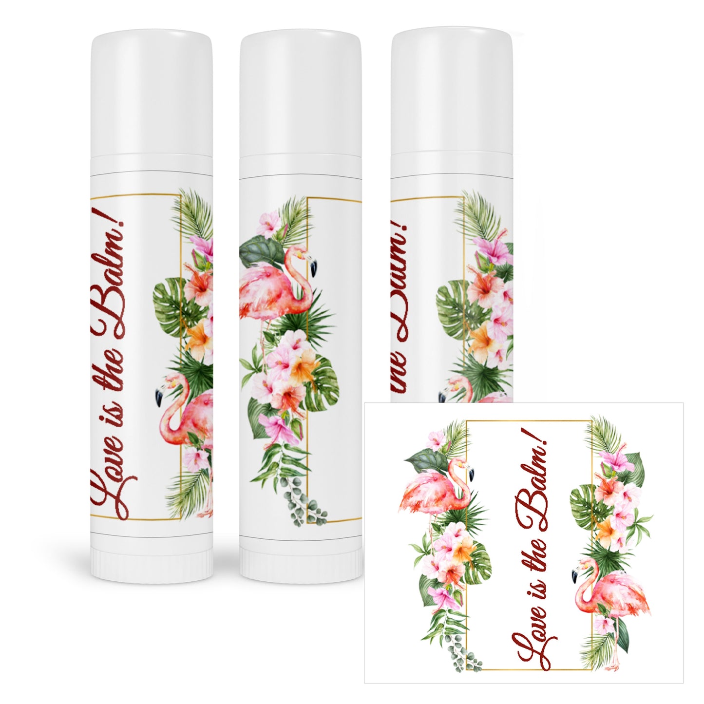 Flamingo Lip Balm Labels Hawaiian Wedding Birthday Baby Shower Party Stickers