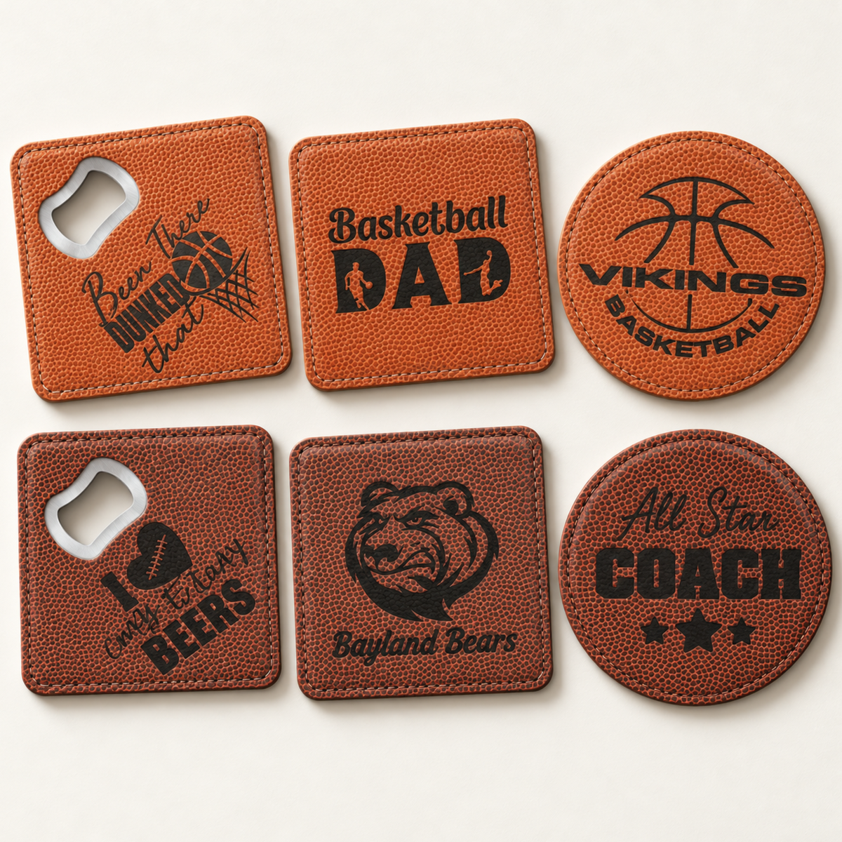 Custom logo Football & Basketball Leatherette Coaster