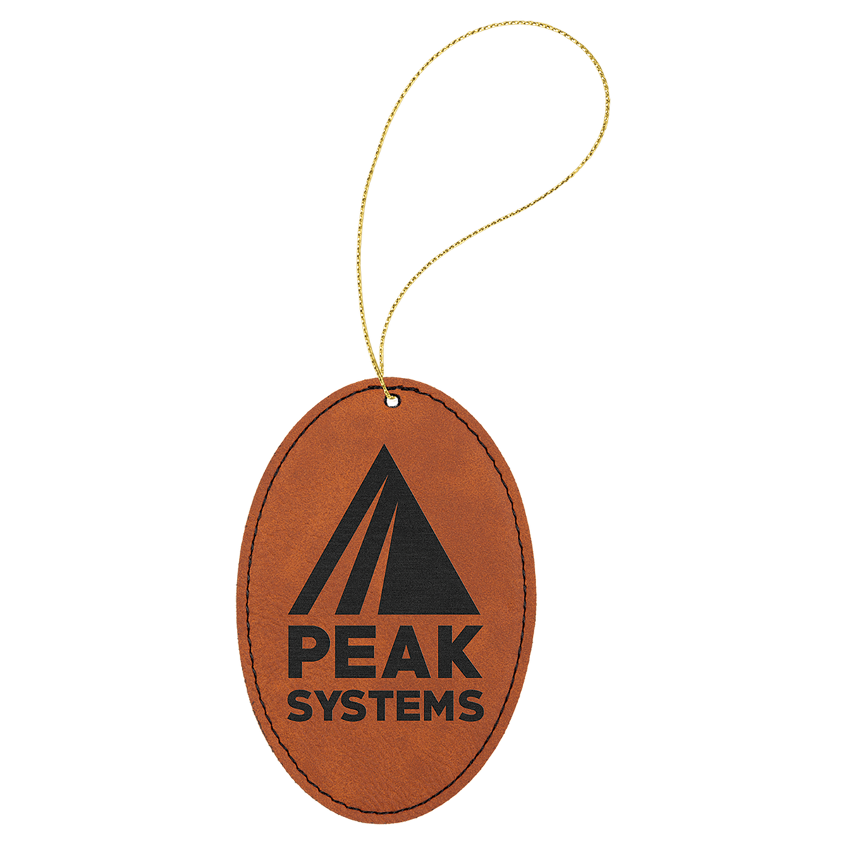 Rawhide engraved leatherette oval Christmas ornament