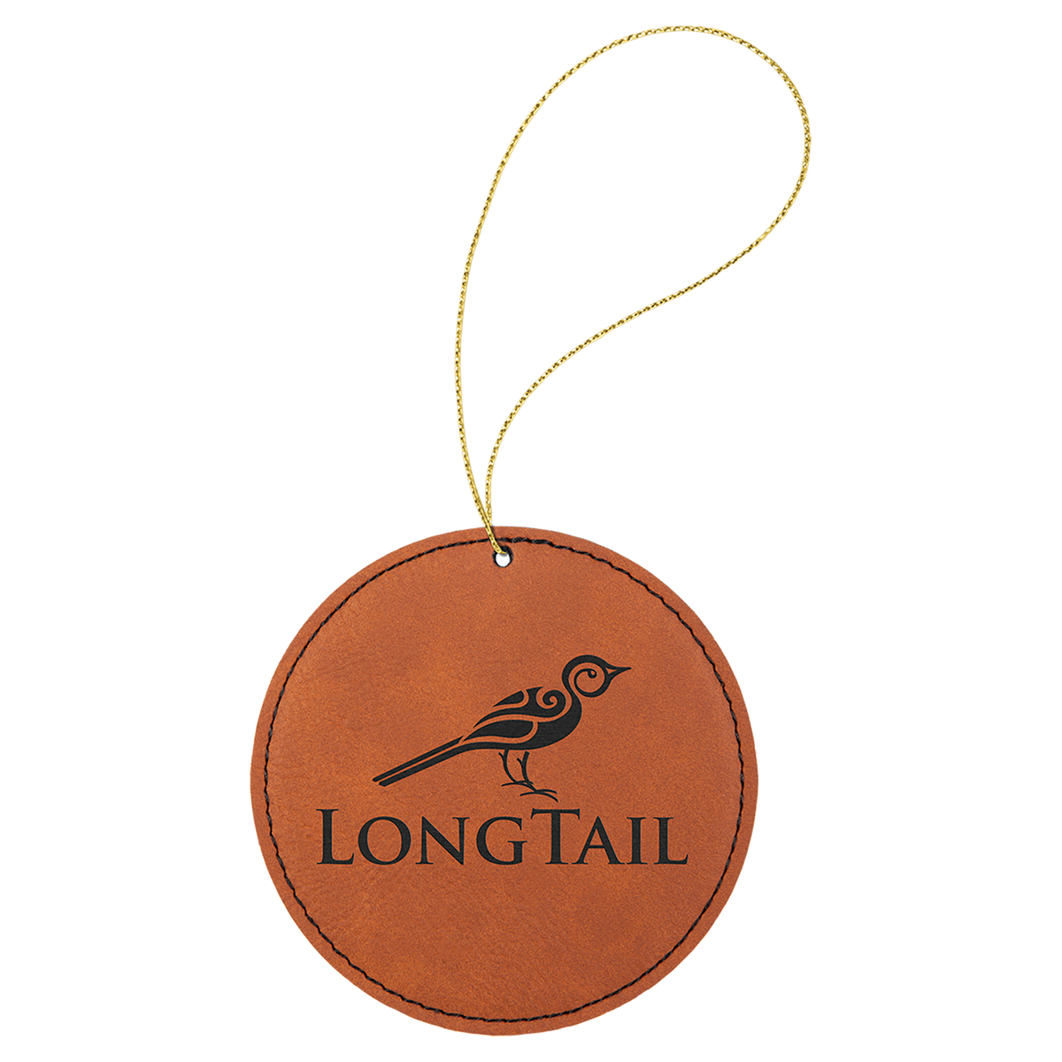 Rawhide engraved leatherette round Christmas ornament