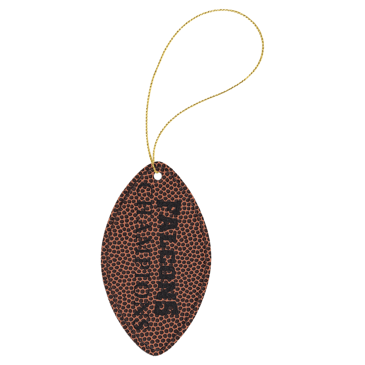 Football engraved leatherette Christmas ornament