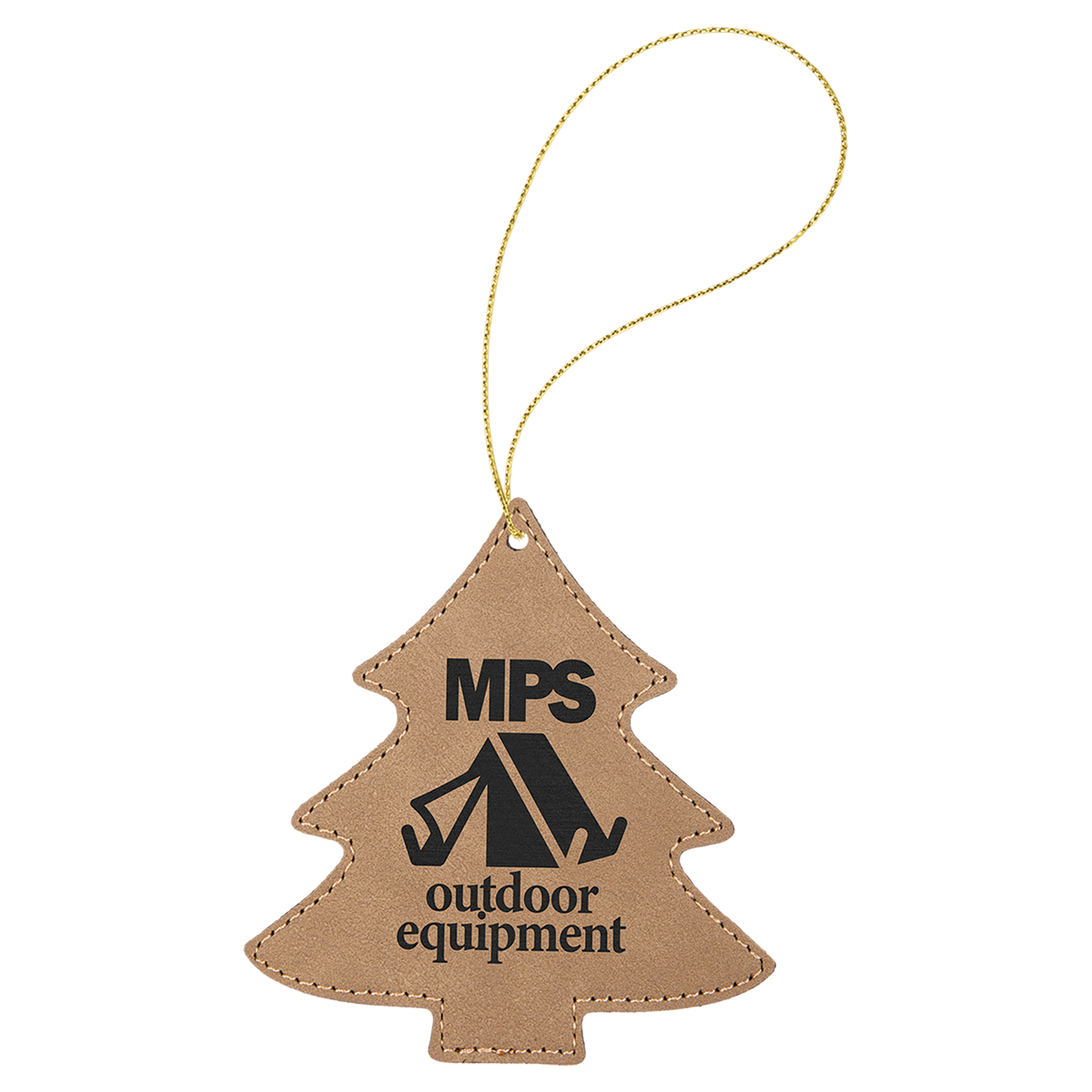 Light Brown engraved leatherette tree Christmas ornament