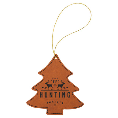Rawhide engraved leatherette tree Christmas ornament