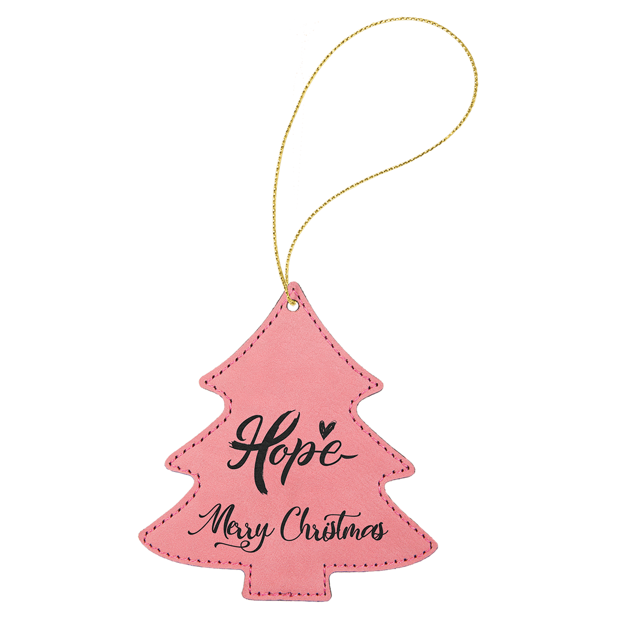 Pink engraved leatherette tree Christmas ornament