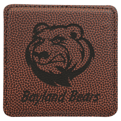 Football Square 4" x 4" Coaster laser engraved custom logo sports leatherette coaster