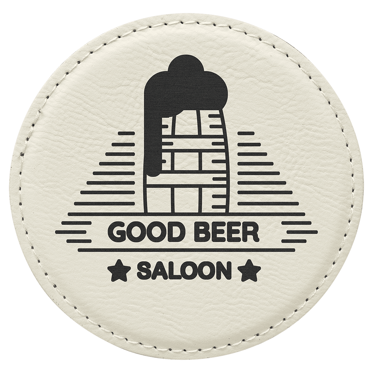 Round 4" White laser engraved custom logo leatherette coaster