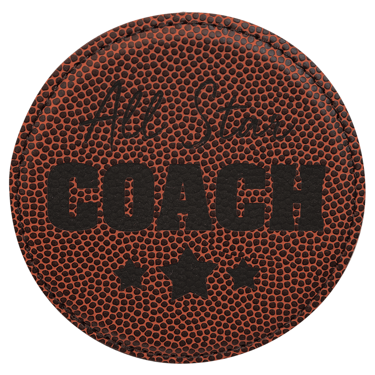 Football Round 4" Coaster laser engraved custom logo sports leatherette coaster