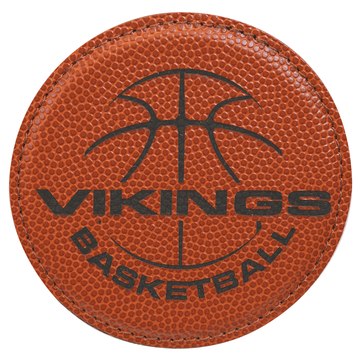 Basketball Round 4" Coaster laser engraved custom logo sports leatherette coaster