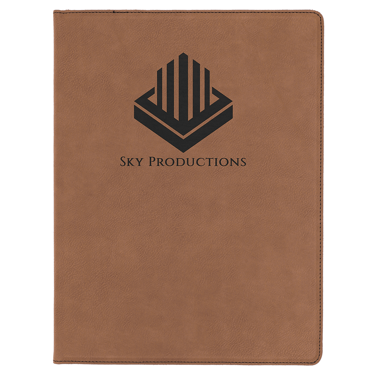 9.5" x 12" Dark Brown laser engraved leatherette portfolio with notepad, custom logo padfolio