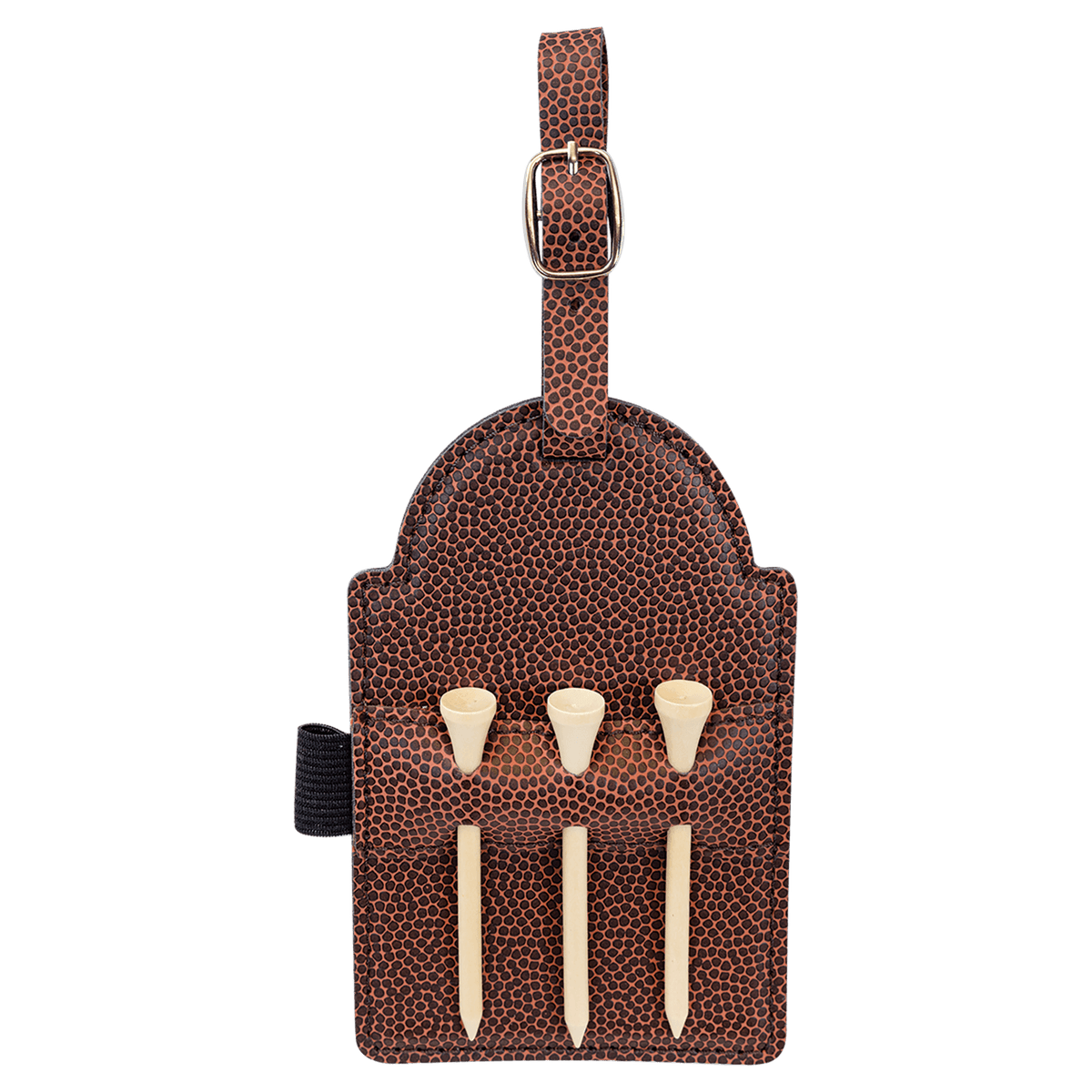 Football texture engraved golf bag tag with tees, golf gift for football fans and coaches
