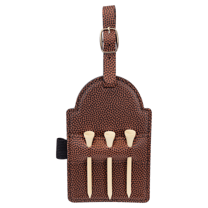 Football texture engraved golf bag tag with tees, golf gift for football fans and coaches