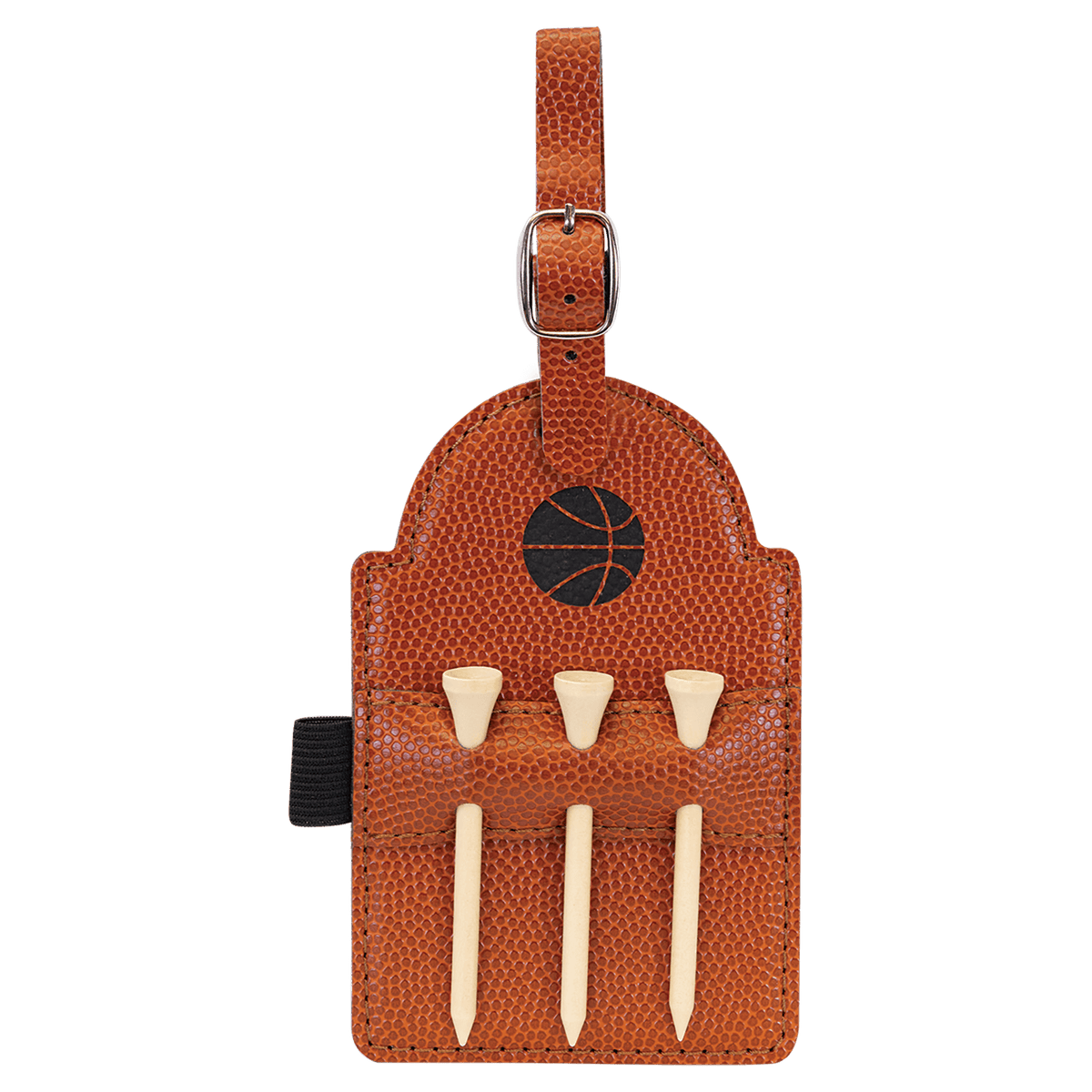 Basketball texture engraved golf bag tag with tees, golf gift for basketball fans and coaches