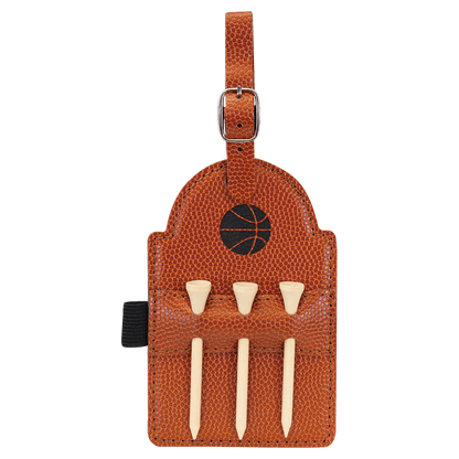 Basketball texture engraved golf bag tag with tees, golf gift for basketball fans and coaches