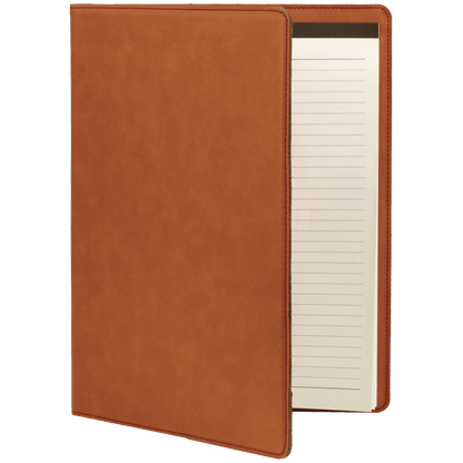 9.5" x 12" Rawhide laser engraved leatherette portfolio with notepad, custom logo padfolio