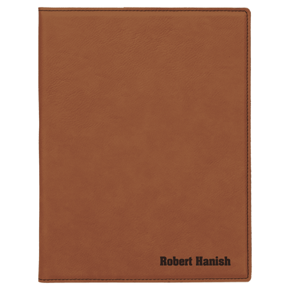 7" x 9" Rawhide laser engraved leatherette portfolio with notepad, custom logo padfolio
