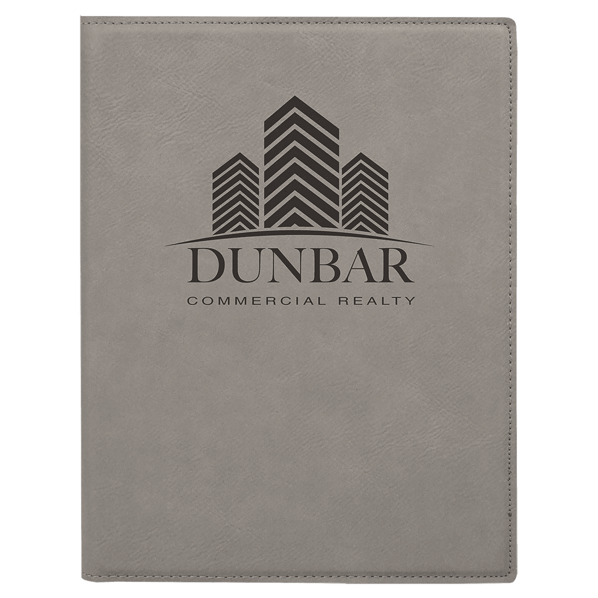 7" x 9" Gray laser engraved leatherette portfolio with notepad, custom logo padfolio