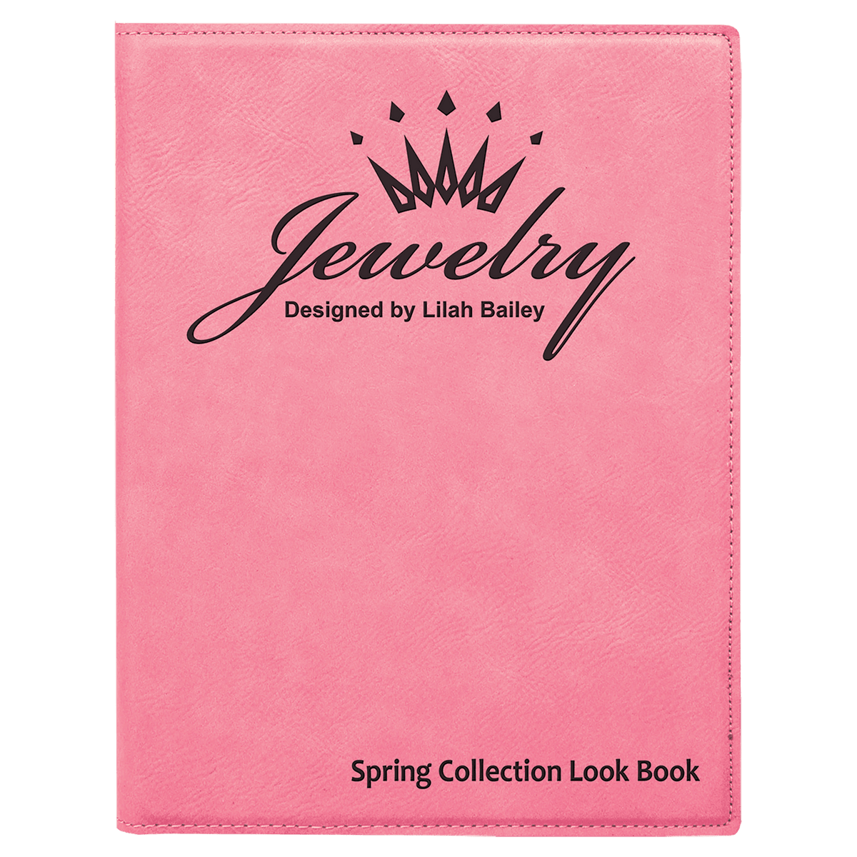 7" x 9" Pink laser engraved leatherette portfolio with notepad, custom logo padfolio