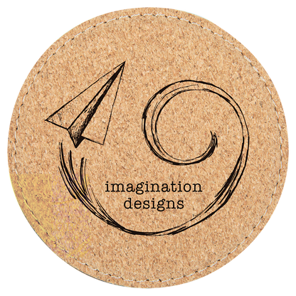 Round 4" Stitched laser engraved custom logo cork coaster