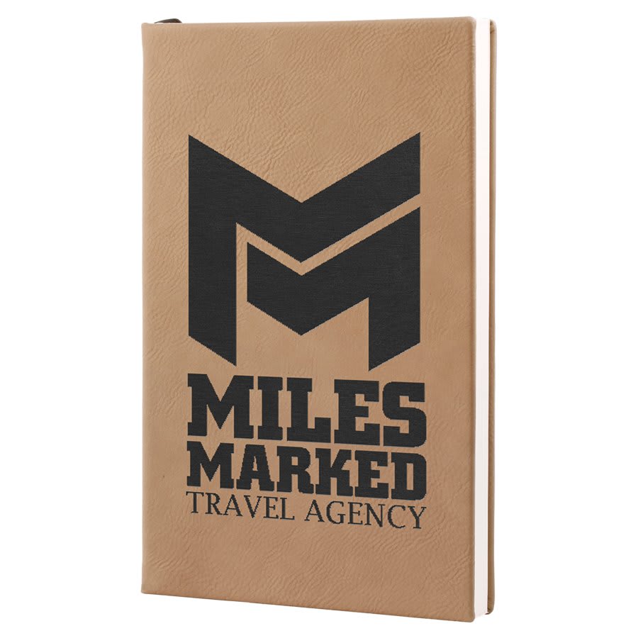 5.25" x 8.25" Light Brown laserable leatherette journal with lined notepad, custom engraved notebook