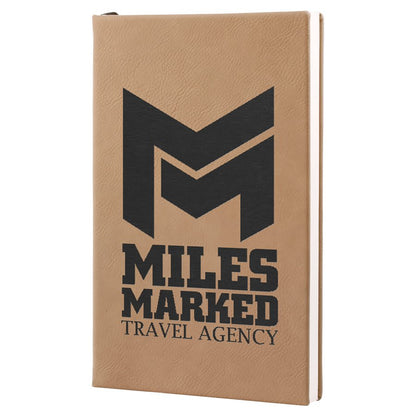 5.25" x 8.25" Light Brown laserable leatherette journal with lined notepad, custom engraved notebook