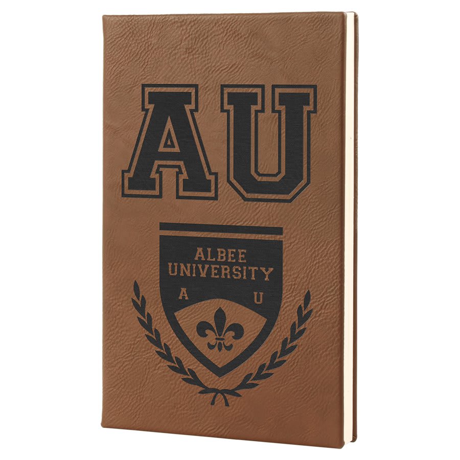 5.25" x 8.25" Dark Brown laserable leatherette journal with lined notepad, custom engraved notebook