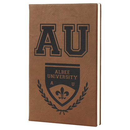 5.25" x 8.25" Dark Brown laserable leatherette journal with lined notepad, custom engraved notebook