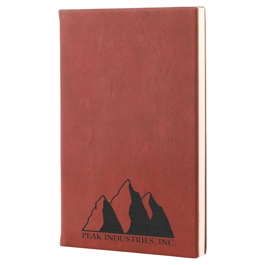 5.25" x 8.25" Rosé laserable leatherette journal with lined notepad, custom engraved notebook