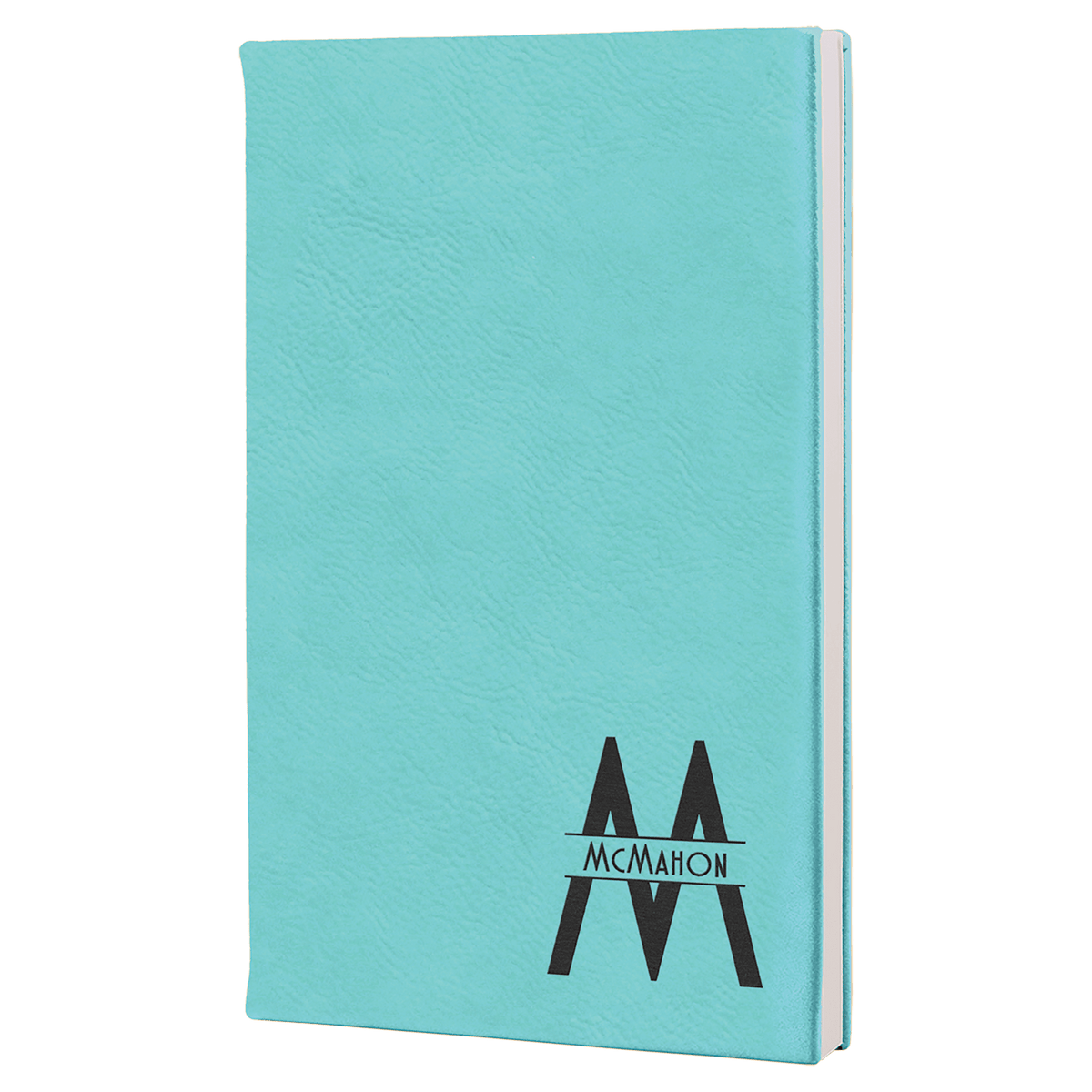 5.25" x 8.25" Teal laserable leatherette journal with lined notepad, custom engraved notebook