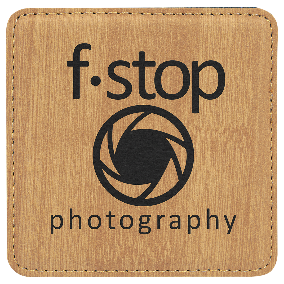 Square 4" x 4" Bamboo laser engraved custom logo leatherette coaster