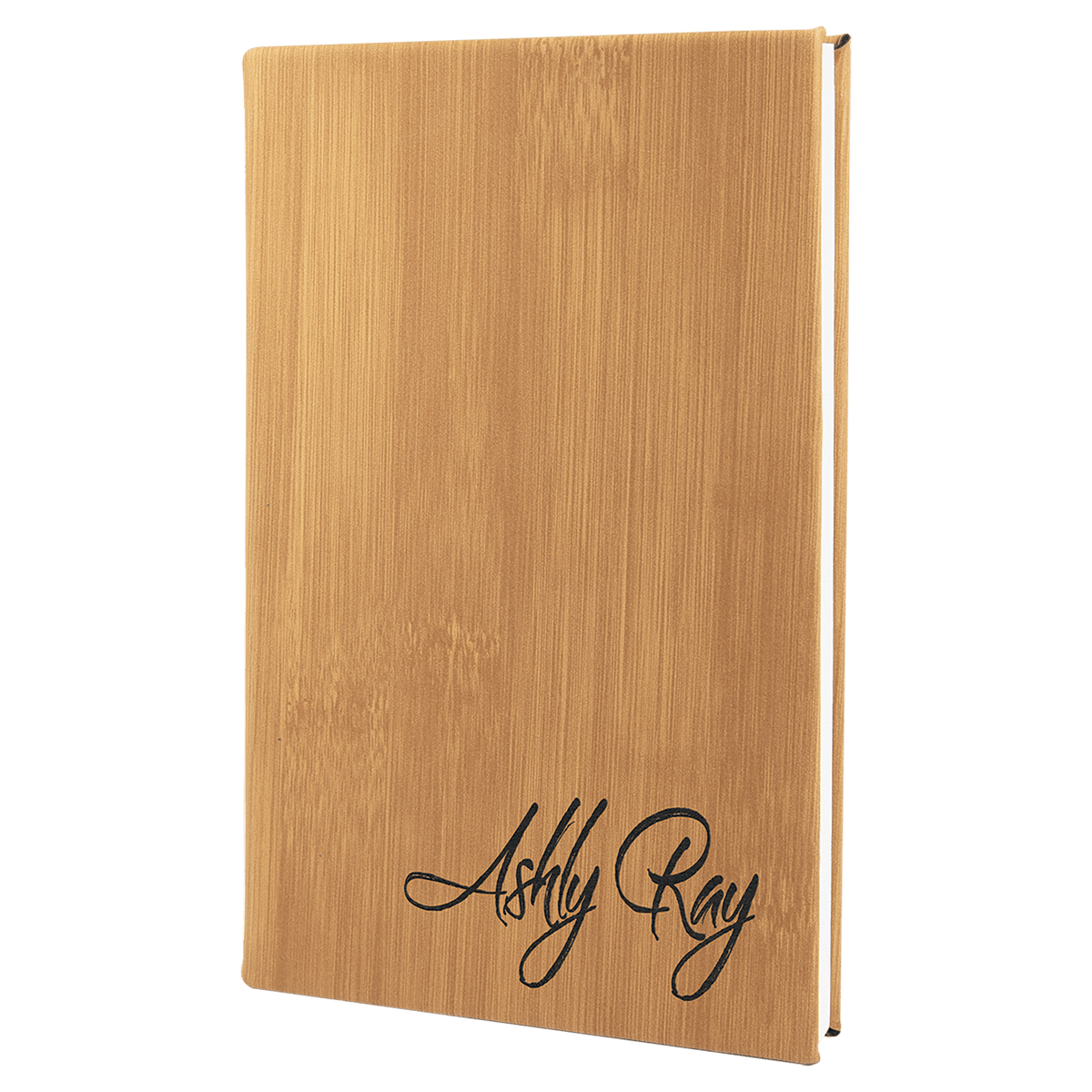 5.25" x 8.25" Bamboo laserable leatherette journal with lined notepad, custom engraved notebook