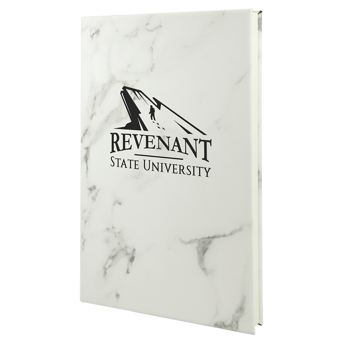 5.25" x 8.25" White Marble laserable leatherette journal with lined notepad, custom engraved notebook