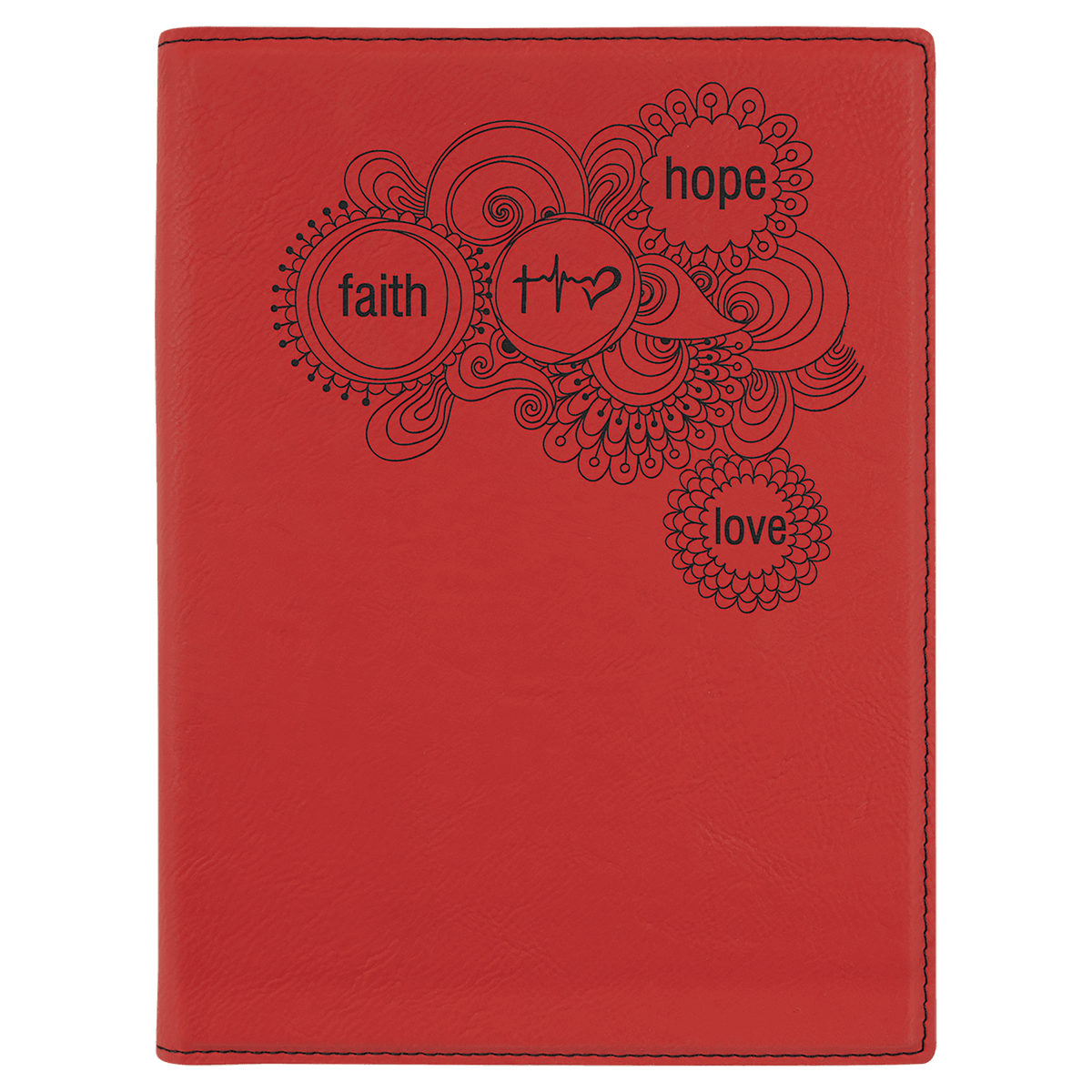 7" x 9" Red laser engraved leatherette portfolio with notepad, custom logo padfolio