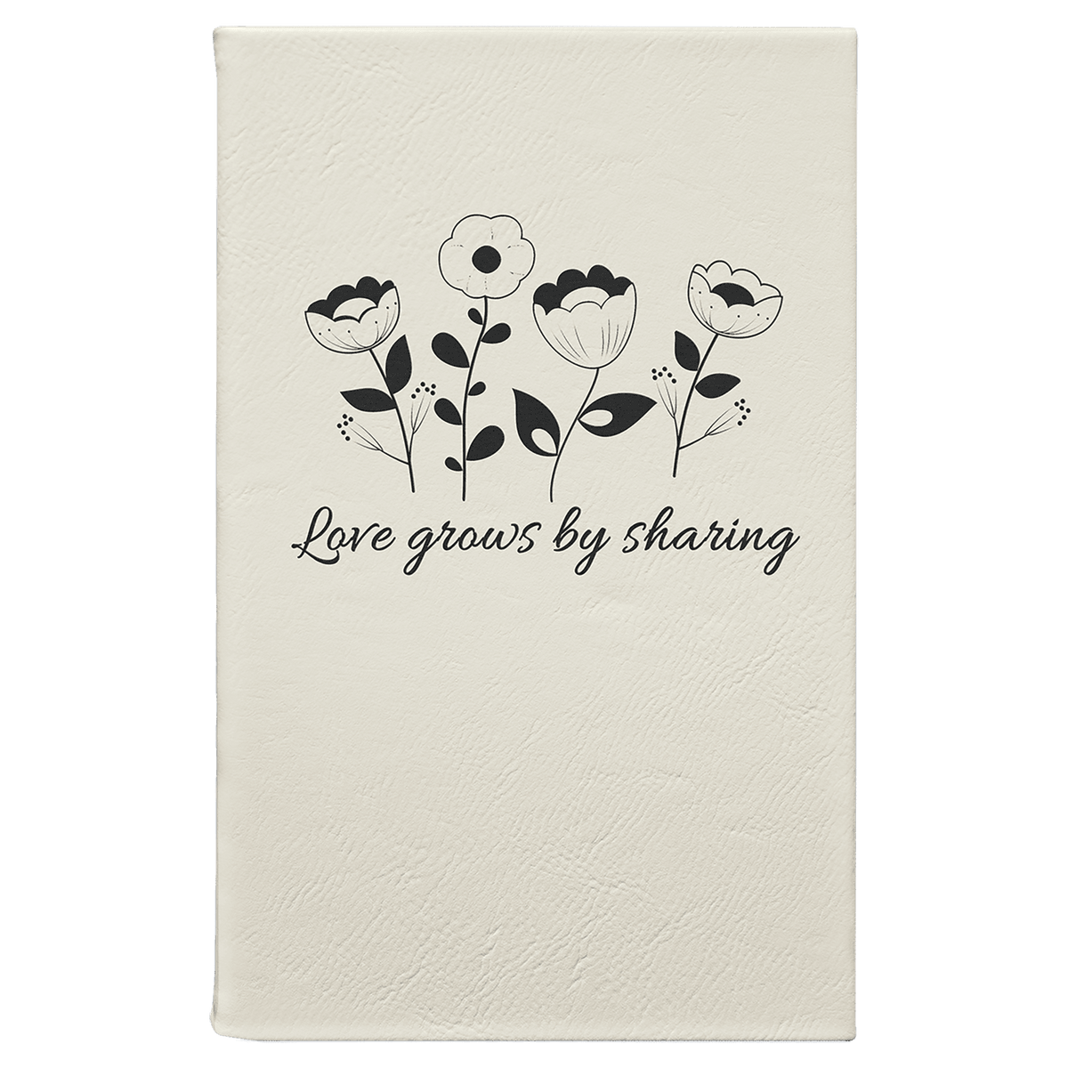5.25" x 8.25" White/Black laserable leatherette journal with lined notepad, custom engraved notebook