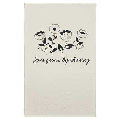 5.25" x 8.25" White/Black laserable leatherette journal with lined notepad, custom engraved notebook