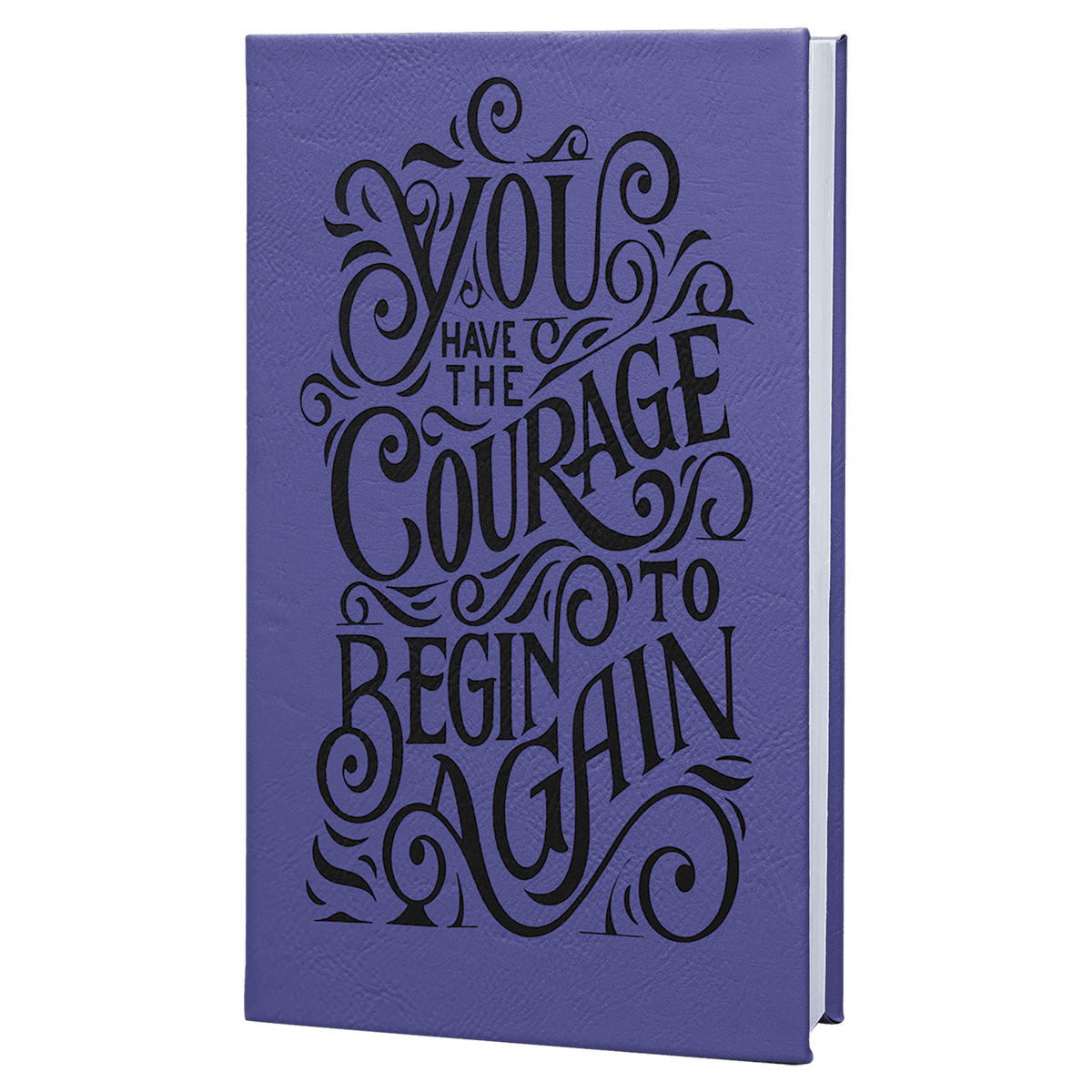 5.25" x 8.25" Purple/Black laserable leatherette journal with lined notepad, custom engraved notebook