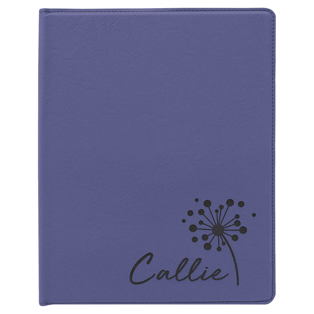 9.5" x 12" Purple laser engraved leatherette portfolio with notepad, custom logo padfolio