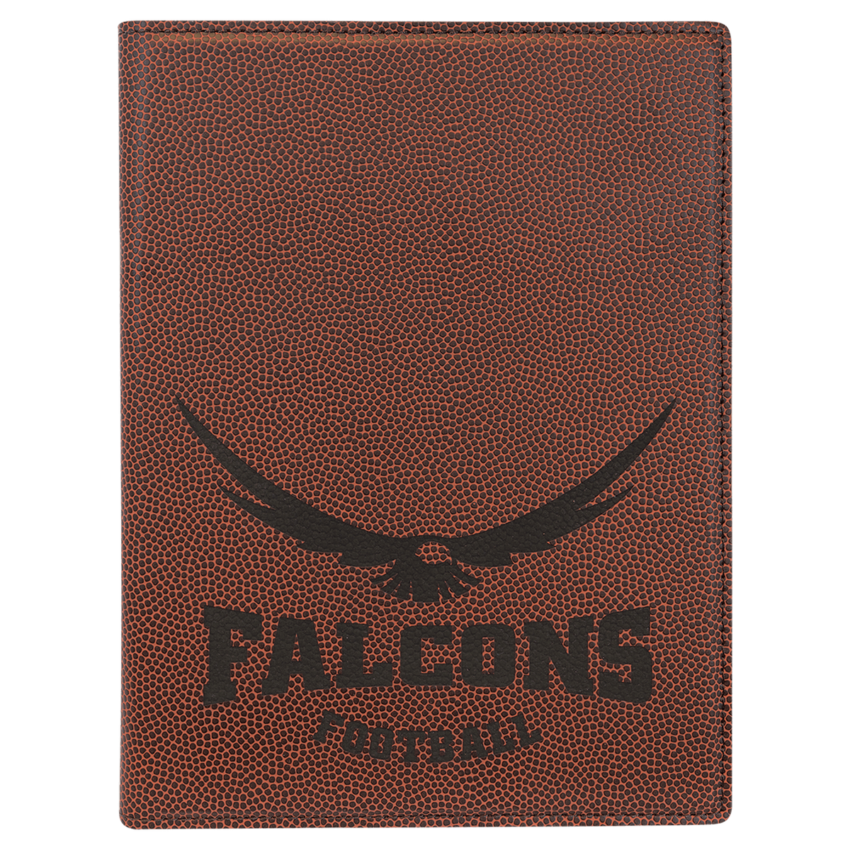 7" x 9" Football laser engraved leatherette portfolio with notepad, custom logo padfolio
