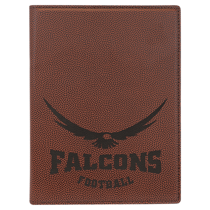 7" x 9" Football laser engraved leatherette portfolio with notepad, custom logo padfolio