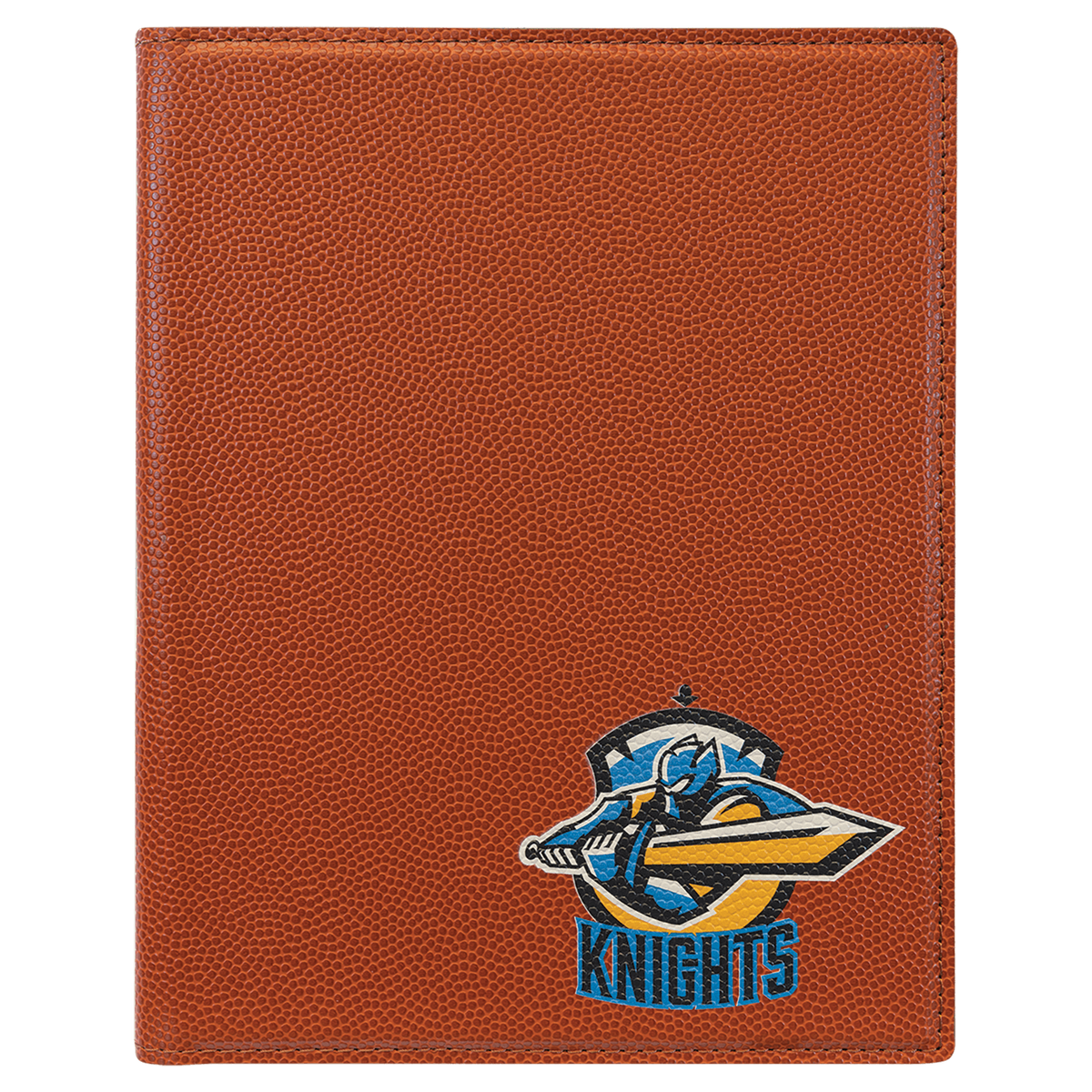 7" x 9" Basketball laser engraved leatherette portfolio with notepad, custom logo padfolio